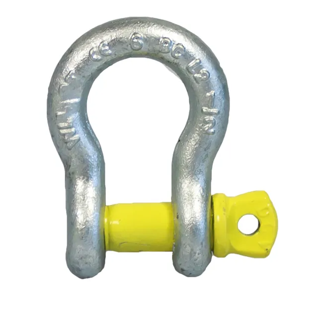 Main picture Yellow Pin Shackle, curved and with collar pin